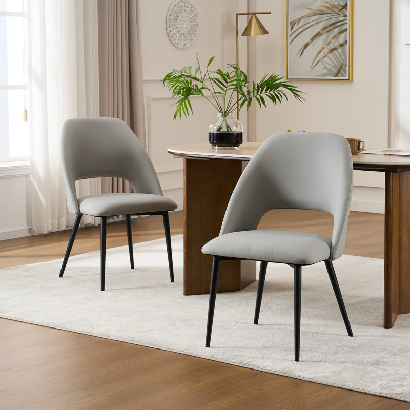 Sverker 22.1" W Mid-Century Modern Upholstered Side Chairs, Matte Gray
