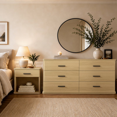 Ensemble de chambre à coucher avec commode et table de chevet 2 pièces Clifford