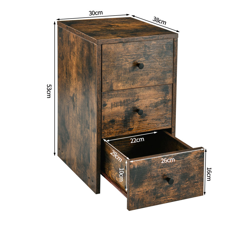 Gaye 30cm Wide 3 -Drawer File Cabinet, Brown