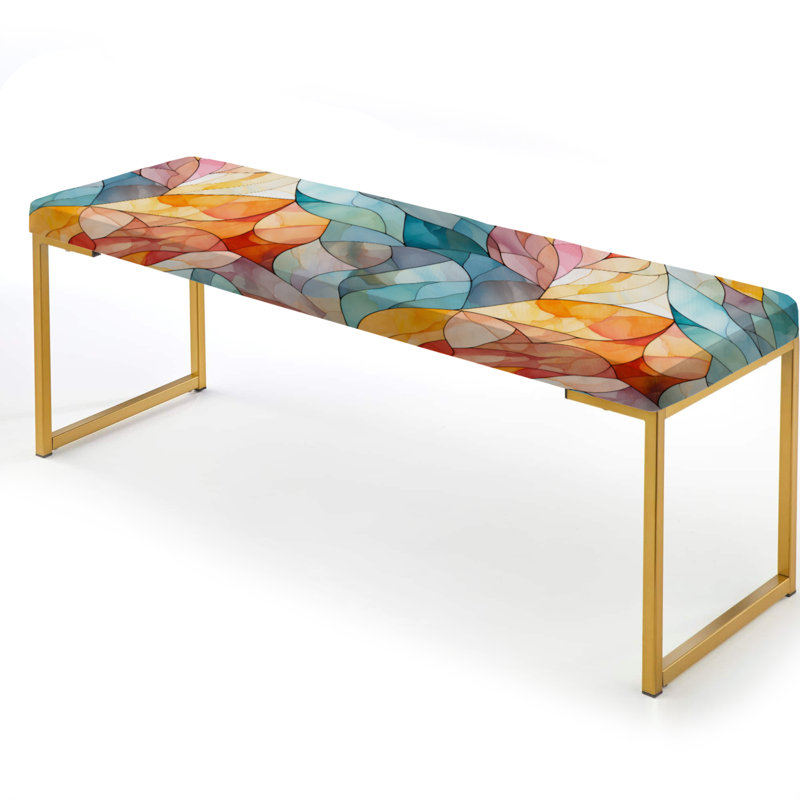 Watercolor Delight Marble Pattern - Marble Upholstered Gold Bench