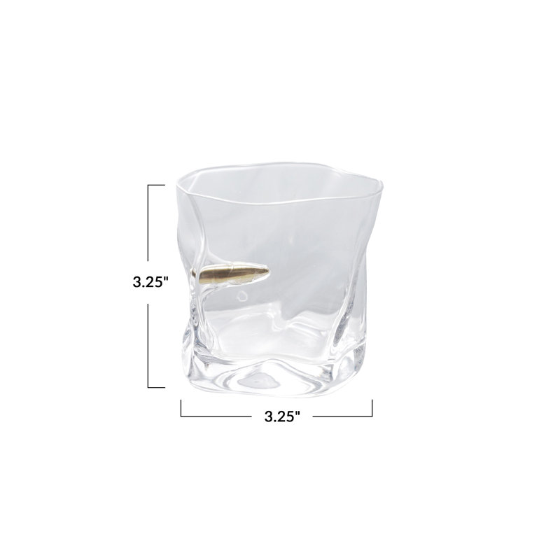 Textured Whiskey Glass With Embedded Gold Finish