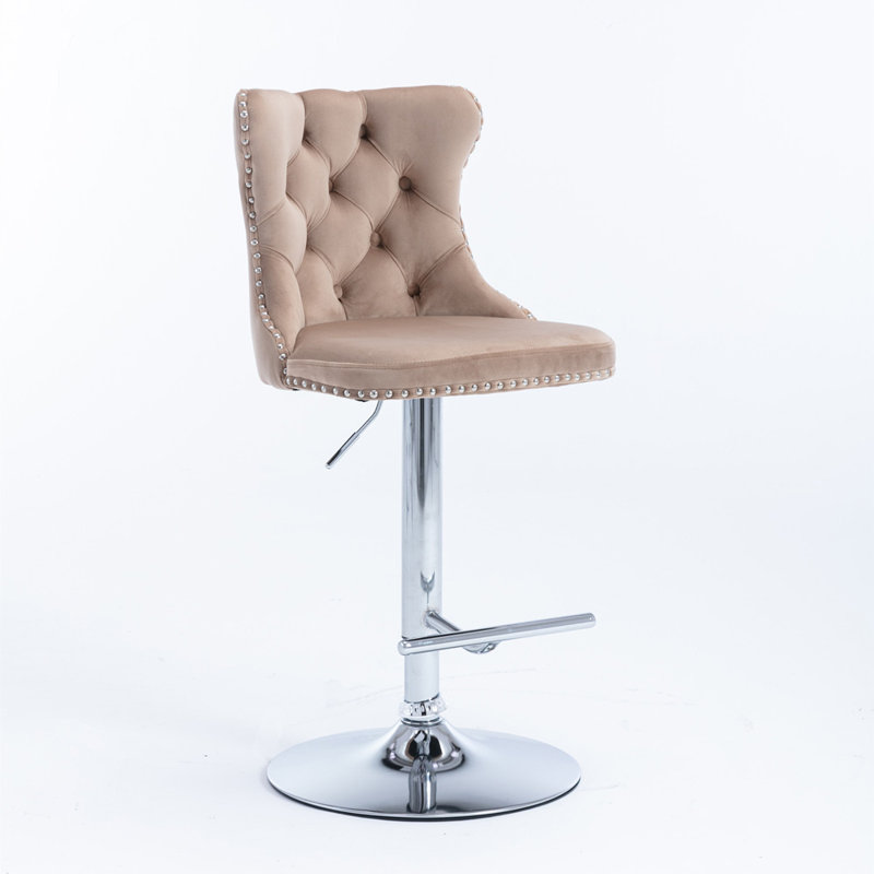 Tabouret pivotant à hauteur réglable Julias, Kaki / chrome