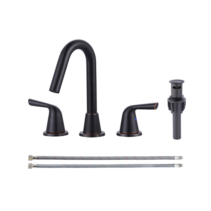 Widespread 2-handle Bathroom Faucet with Drain Assembly, Oil Rubbed Bronze