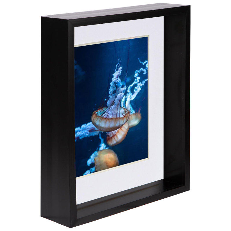 Nicola Spring - 8" x 10" 3D Deep Box Photo Frame - 4" x 6" Mount, Black, 5" x 7"