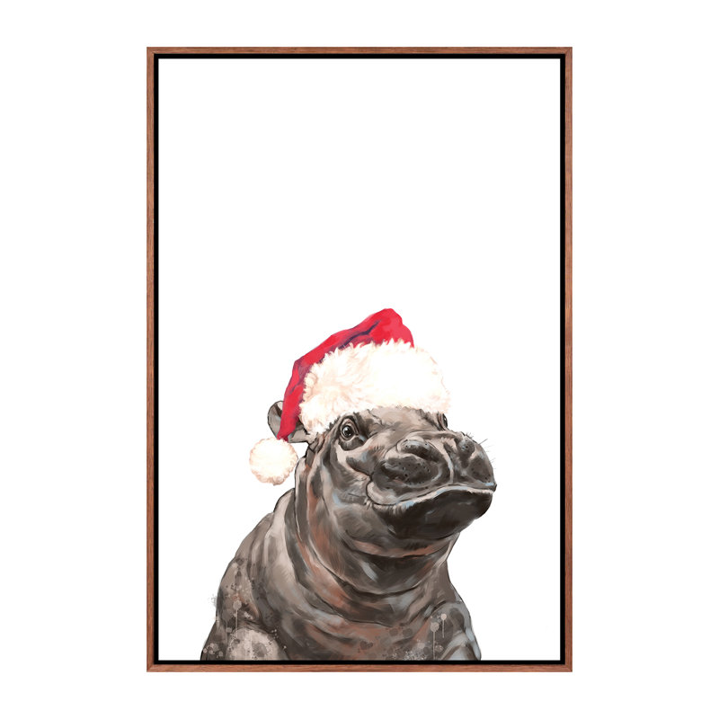«Christmas Baby Hippo» par Big Nose Work - impression d'art graphique, Aucun mat, H 40 po x l 26 po x P 1,5 po