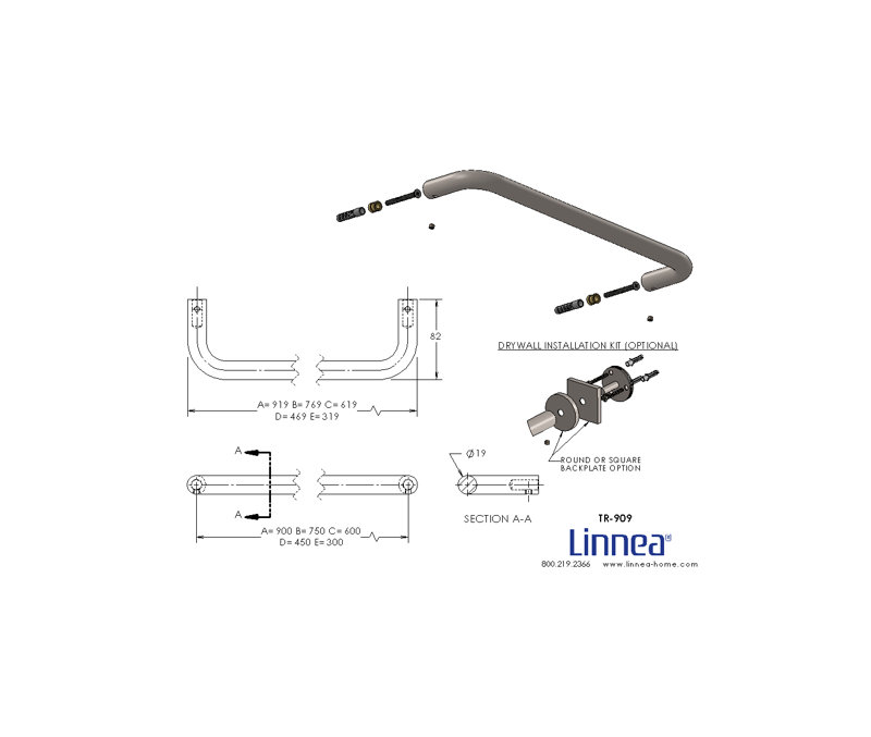 Barre à serviettes murale en acier inoxydable Linnea, Acier inoxydable satiné, 12"