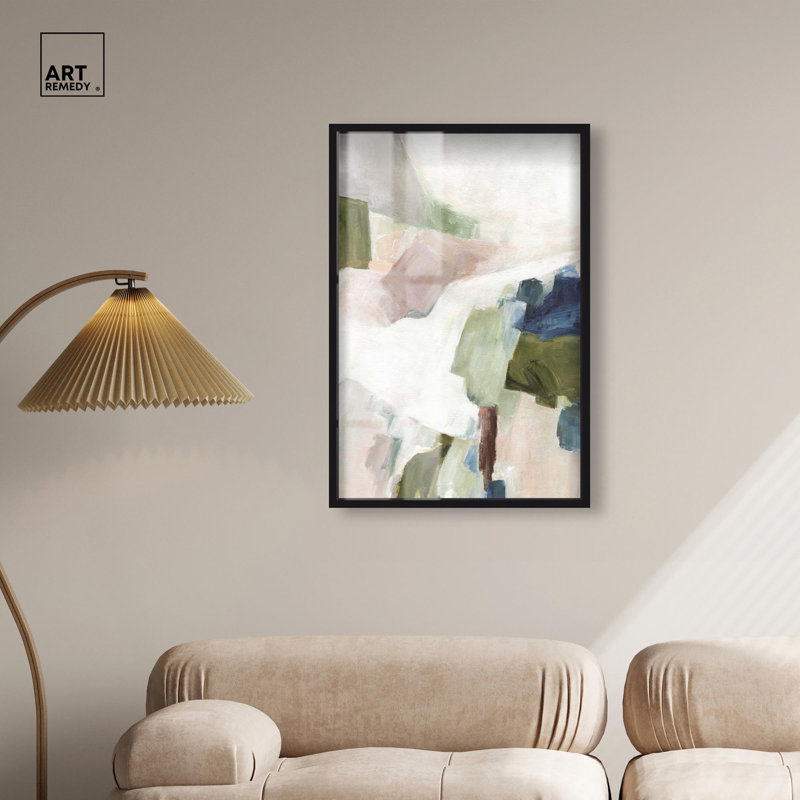 Grande décoration murale «Silent Greens Shadowbox» par Art Remedy, cadre noir, 24 x 36, H 37 po x l 25 po, Structure noire