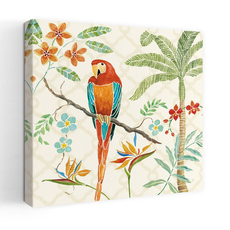 Paradis tropical II, palmier abstrait, art animalier tropical, H 18 po x l 18 po