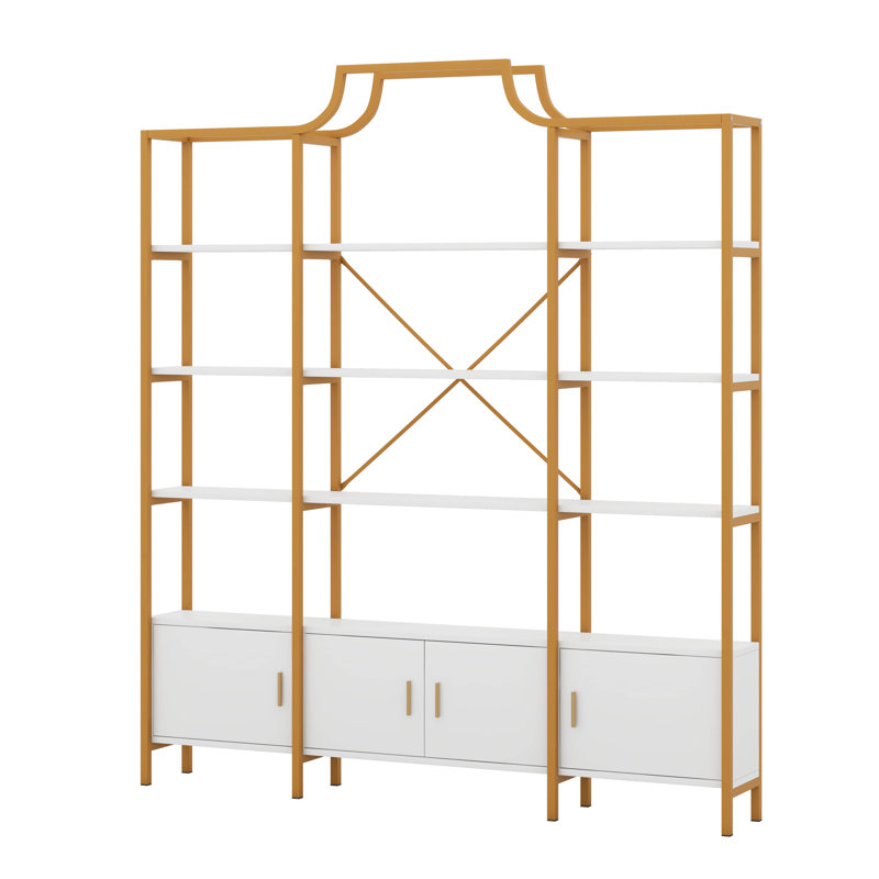 4-Tier Bookcase With Storage Cabinet Shelf