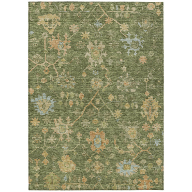 Machine Washable Indoor/Outdoor Xhevrie Fern Rug
