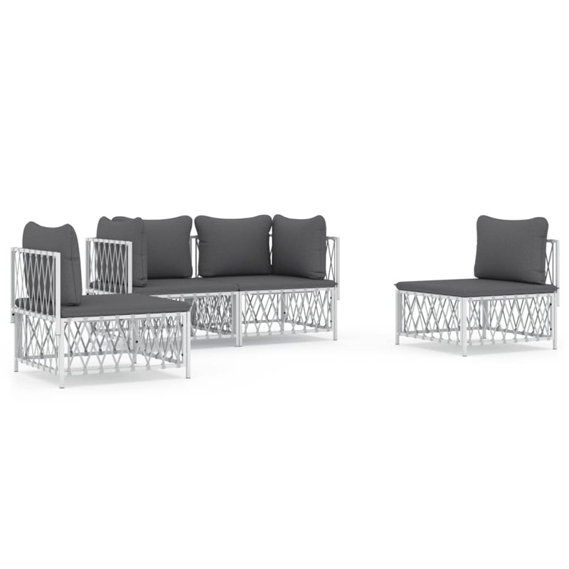 Ensemble de conversation avec coussins 4 pièces, Blanc
