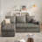 89" L-Shaped Sectional Sleeper Sofa with Hidden Storage, Faux Leather Pull-Out Sofa Bed for Living Room-1756575698