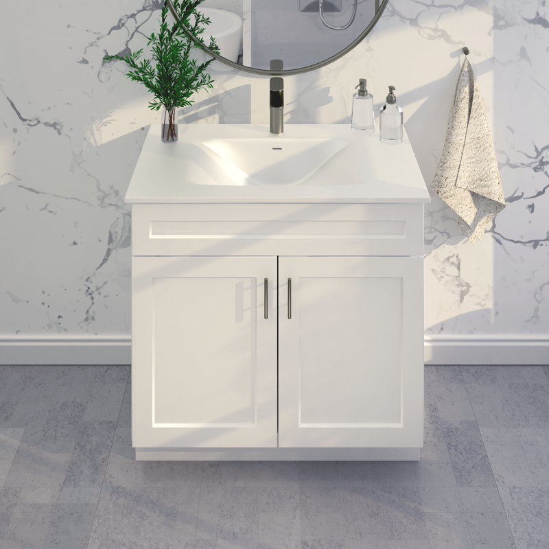 Shaker Bathroom Vanity Set 36" Sink Base with 37" Resin Sink Top Combo, White