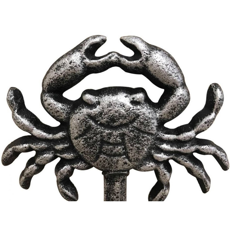 Crochet mural crabe Jonette, Argent rustique