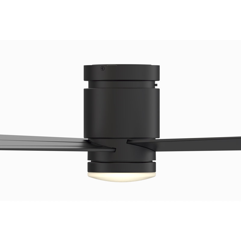 Kwartet 52 inch Indoor/Outdoor Flush Mount Ceiling Fan with LED CCT Select Light Kit and Remote Control - Black with Black blades