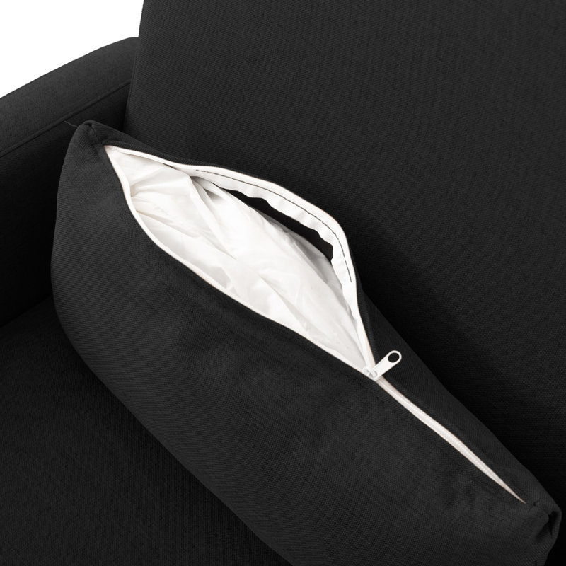 Fauteuil d'appoint rembourré de 67,5 cm de large, Lin, Noir