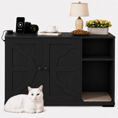 Enceinte de litière moderne pour chat, grande armoire cachée avec concentrateur électrique et entrée pour animaux de compagnie