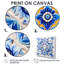 Carreaux de mosaïque floraux bleu azur - tuile abstraite, art mural-86116054-86116053