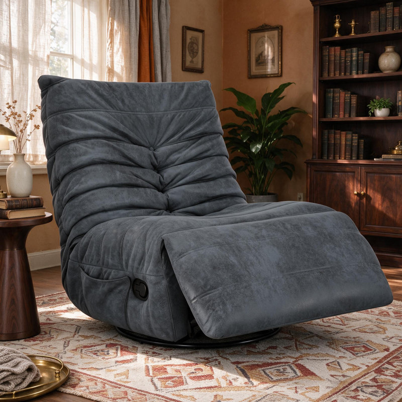 Fauteuil inclinable berçant moderne pivotant sans accoudoirs l 31,5 po, Gris