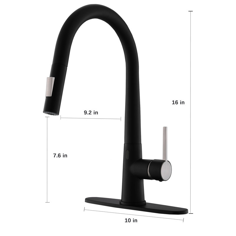 GAWEZA Pull Down Kitchen Faucet, Black/Brushed Nickel
