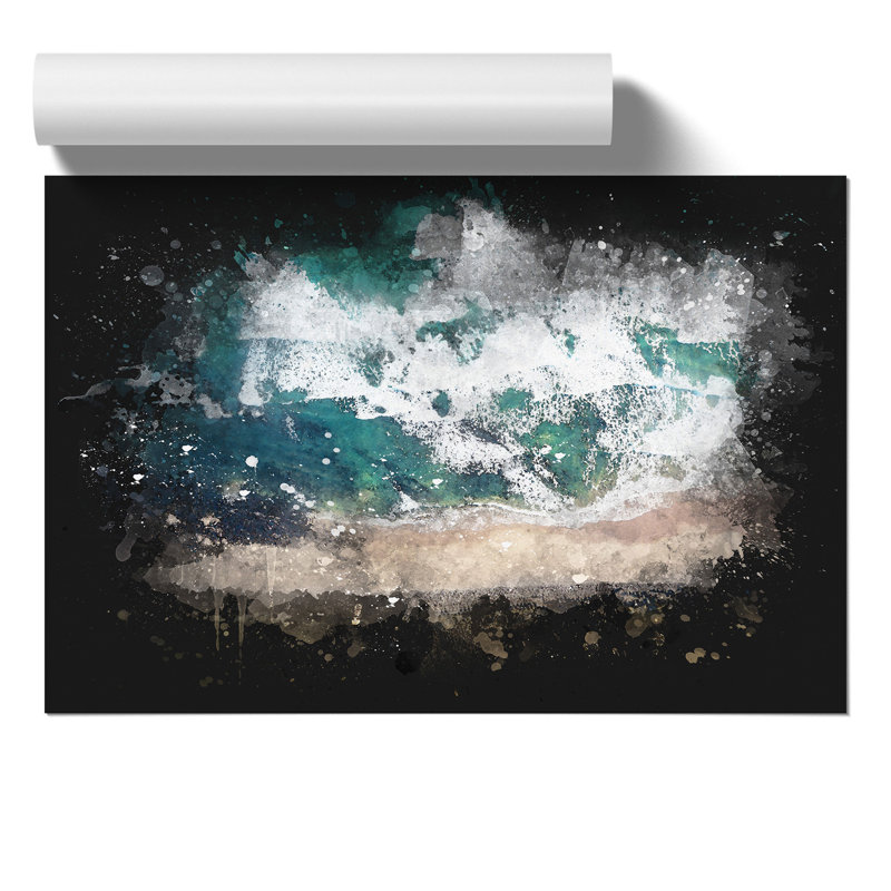 Beach in Keiss in Scotland Paint Splash - Frameless Print, 42cm H x 59cm W x 0.1cm D