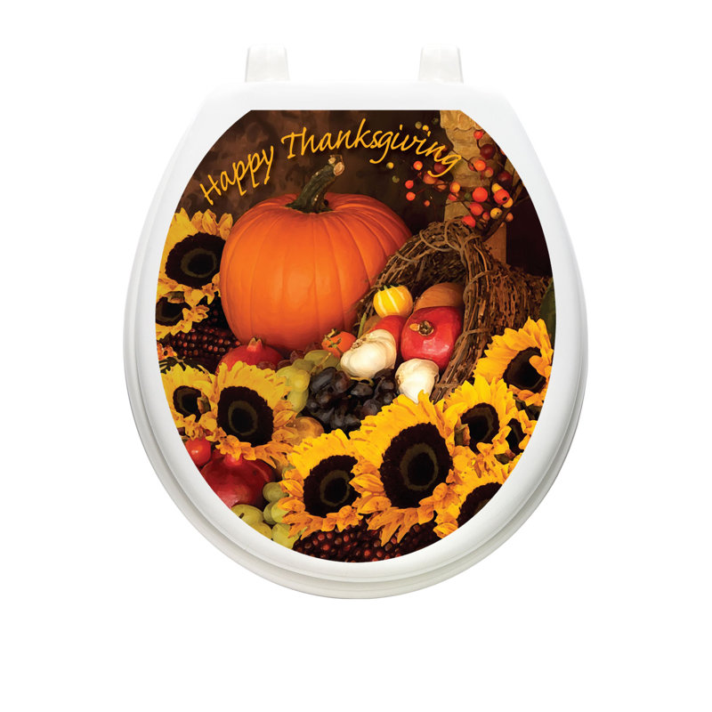 Décalcomanie de siège de toilette Thanksgiving Harvest - couvercles de toilette en vinyle, Rond