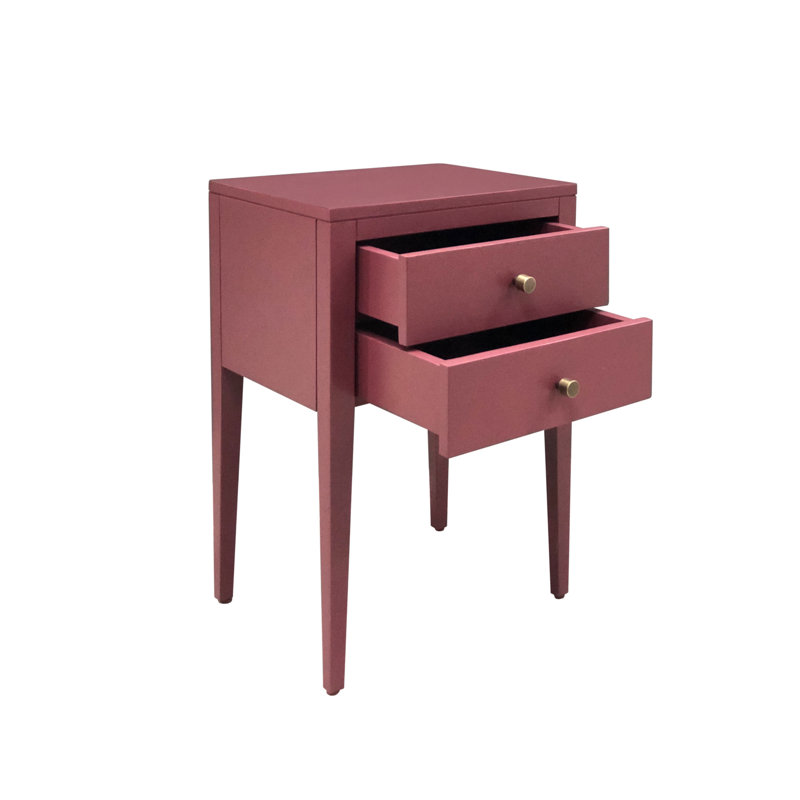 Charade 40cm W Solid + Manufactured Wood Bedside Table, Red