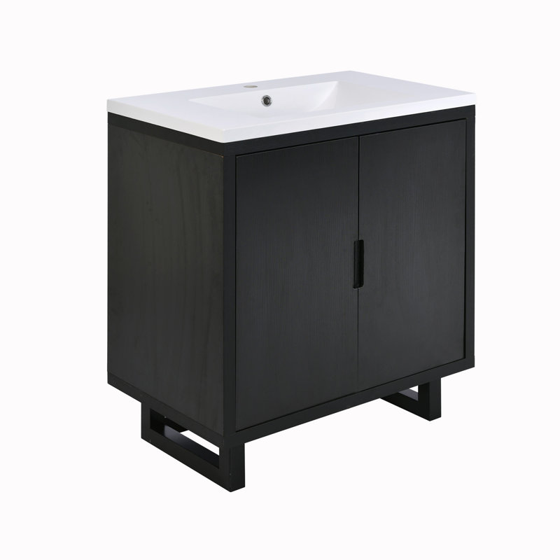 Jantinus Single Bathroom Vanity with Resin Top, Black