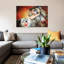 « 4 plumes indienne war pony », reproduction sur toile-32894279