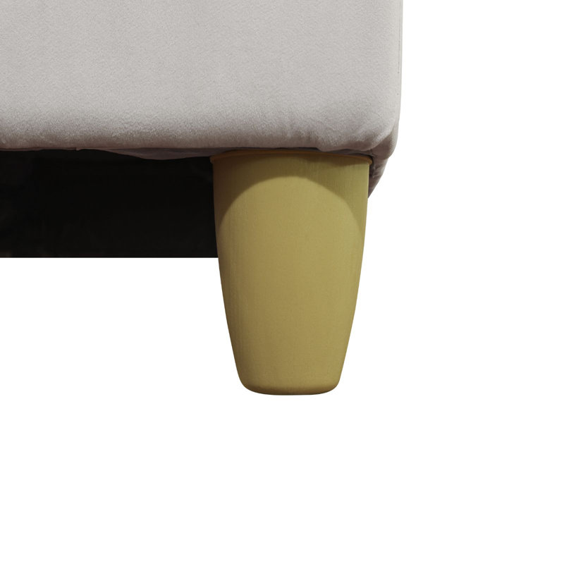 Upholstered L-Shaped Sectional, Off White Velvet, Left Hand Facing