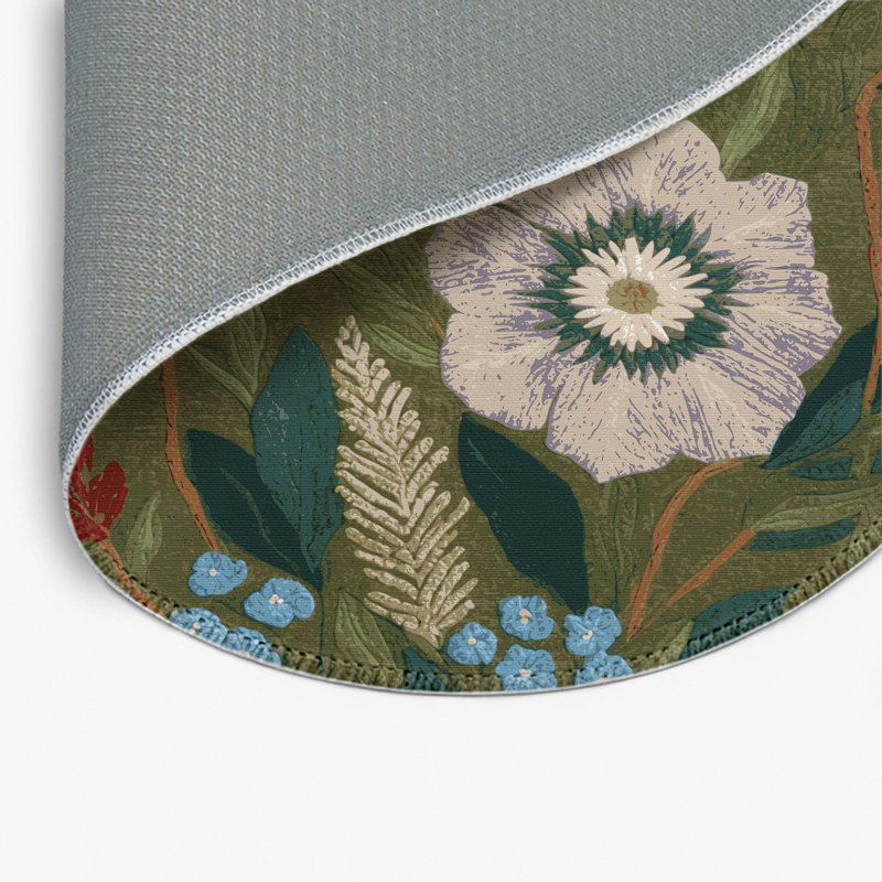 Tapis d'intérieur et d'extérieur brun Botanical, Rond 5 pi