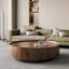 Table basse ronde en noyer avec tiroirs de rangement cachés, aucun assemblage requis-1415296420