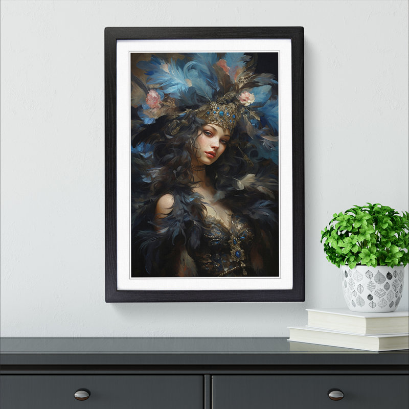 Feather Baroque Art - Framed Print, Black Framed, 46cm H x 34cm W
