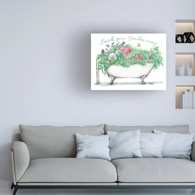 «Soak Your Trouble Bathaign of Flowers» par Melinda Hipsher - peinture sur toile tendue
