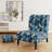 White And Blue Bliss Floral Pattern - Upholstered Farmhouse Slipper Chair, Rustic Floral Accent Chair