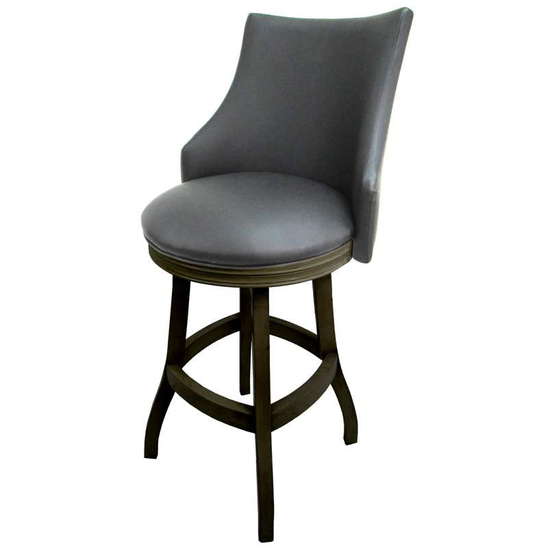Tabouret pivotant en bois Ridfortore, Noir, Gris, Tabouret de bar (assise de 30 po de hauteur)