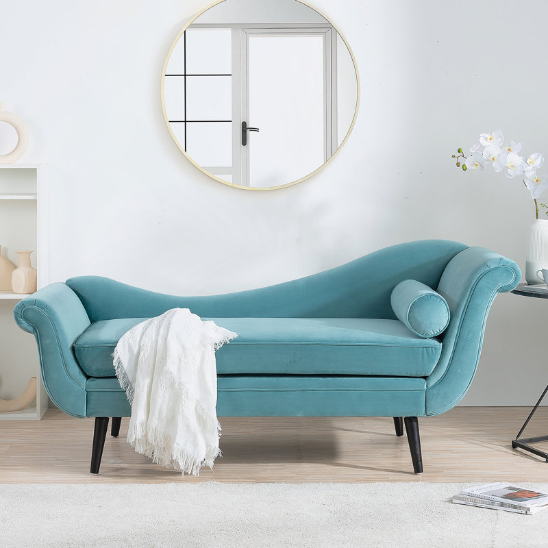 Chaise longue avec accoudoirs à volutes, Vert, Noir