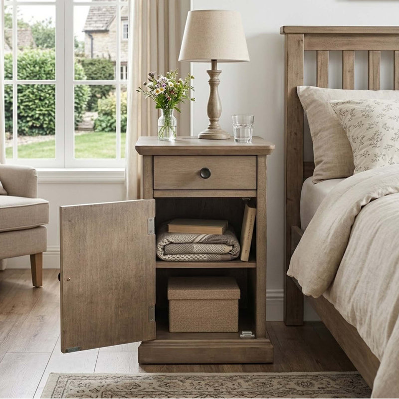 Antwin 13.99'' W Solid Wood Nightstand, Antique Brown