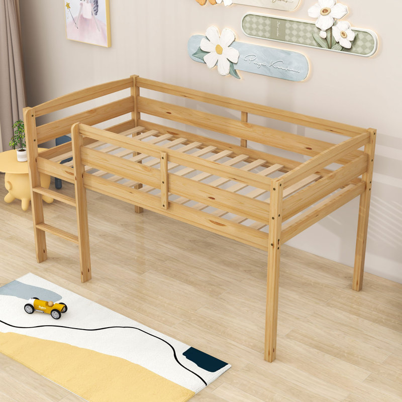 Lit mezzanine simple en bois, Noyer