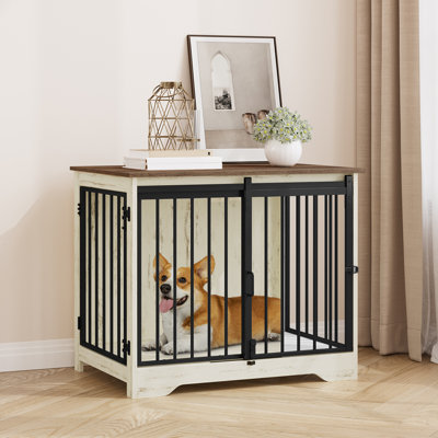 Dawyne Metal Sliding Barn Door Dog Crate