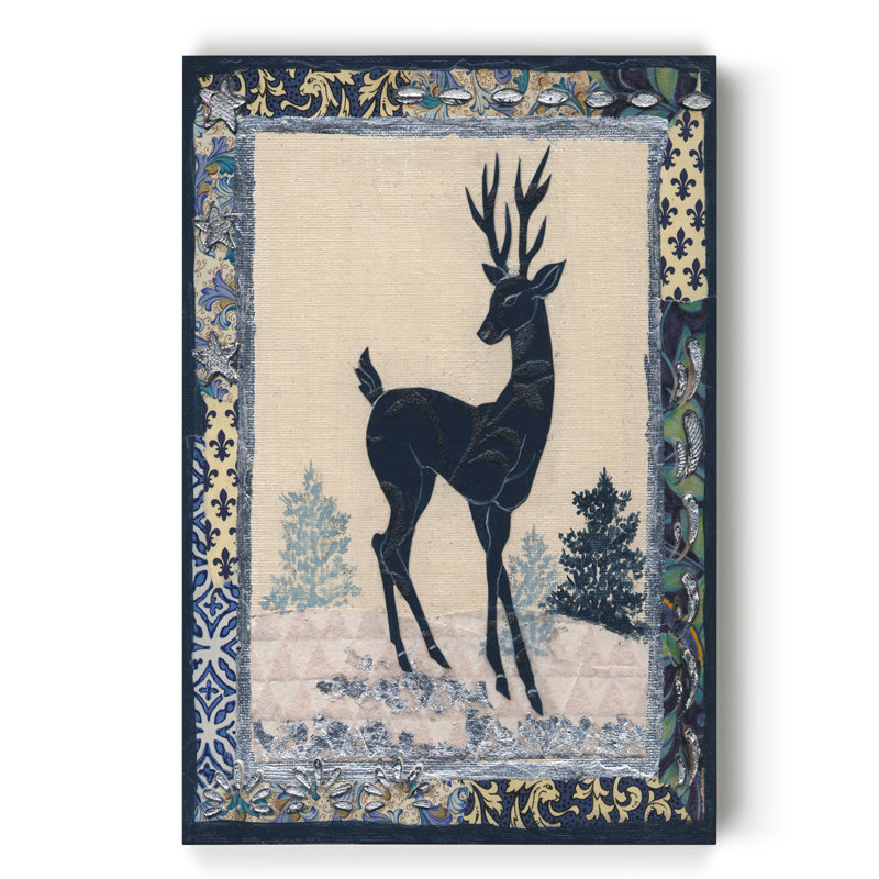 « cerf silhouette-galerie » par parvez taj,, impression sur toile tendue 1 pièce, H 20 po x l 16 po x P 1 po