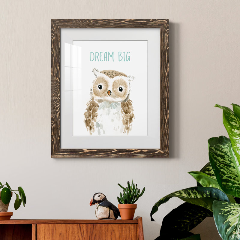 Dream Big Owl - cadre photo, H 20 po x l 17 po x P 1,5 po, Toile avec cadre en noyer