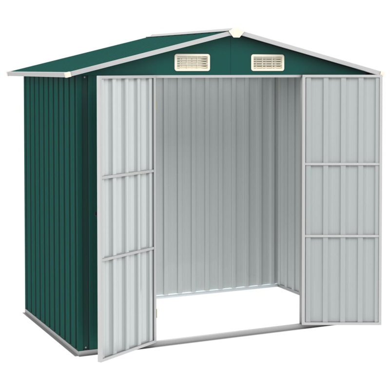 vidaXL Garden Shed 205 x 129 x 183 cm Galvanised Steel, Green