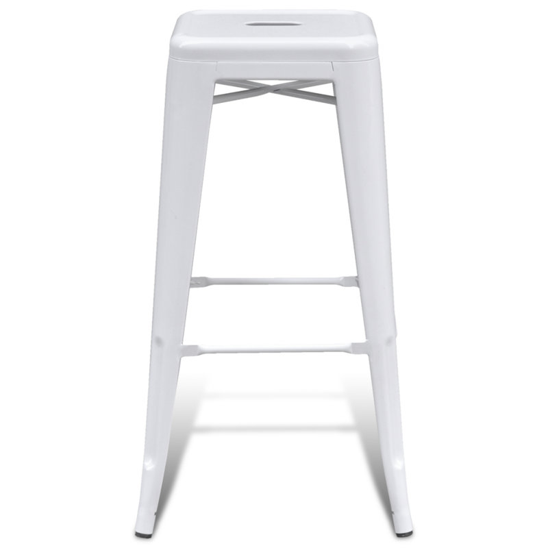 Counter Stool with Metal Frame, Bar Stool (30" Seat Height), White