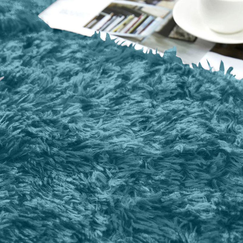 Soft Fluffy Living Room Large Area Rug, Rectangle 60 x 110 cm, Tye Dye Teal
