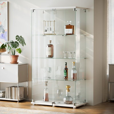 Tempered Glass Display Cabinet, Clear Showcase For Collectibles