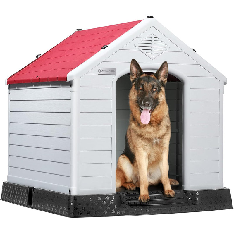 Niche pour chien en plastique Aunyae, Rouge, H 32 po x l 31 po x P 34 po