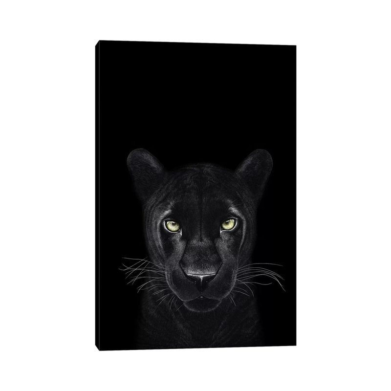 «The Panther Girl on Black» par Valeriya Korenkova, impression sur toile tendue, H 18 po x l 12 po x P 1,5 po