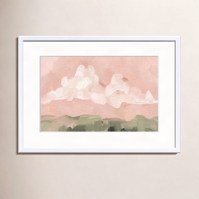 Pink Haze Sunset I Painting by Emma Scarvey, White, 32"H x 48"W