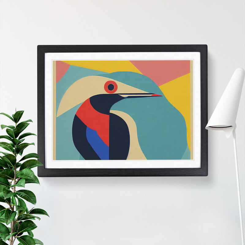 Abstract Kingfisher Bird Vol.2 - Framed Print, Black, 46cm H x 64cm W x 2cm D